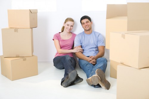 Packed moving van for removals near Kingston town centre