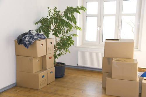 Charity-donation items and reusable furniture being prepared for reuse