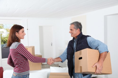 Boxes and furniture arranged for a Kingston house move